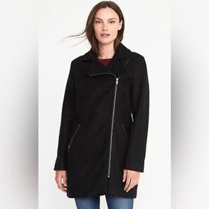 Old Navy Black Wool Blend Coat Large TALL